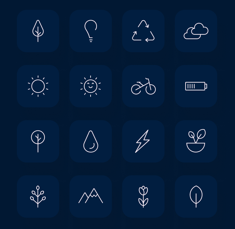 16 Earth Day Thin Line Icons Figma